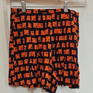 Zara Vibrant Orange and Navy Pleated Patterned Shorts